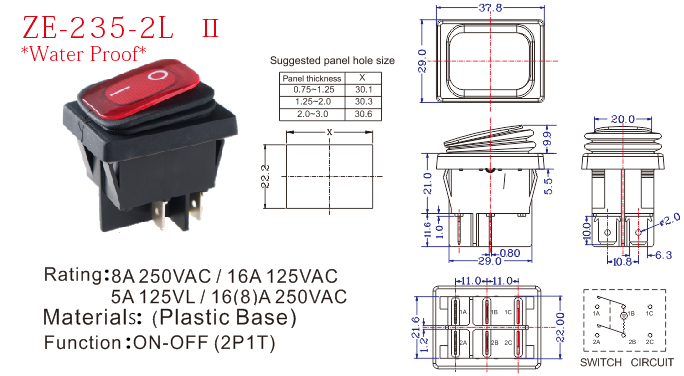 rocker switch drawing